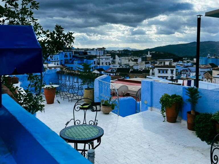 roofdeck in chefchaouen, morocco