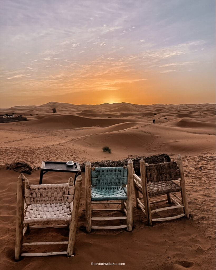 merzouga desert luxury camp sunrise