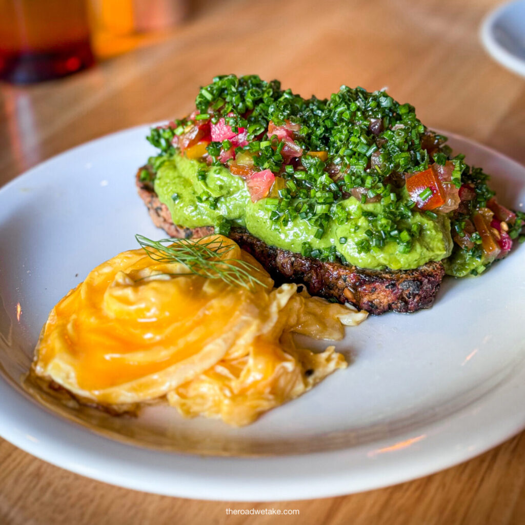 avocado toast and eggs at williams eatery