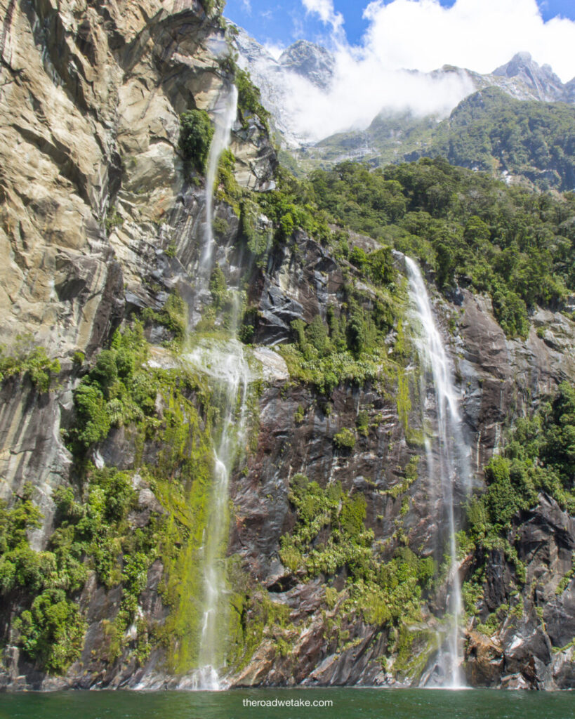 milford sound waterfall, new zealand